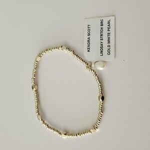 Kendra Scott NWT Lindsay stretch bracelet gold with white pearl